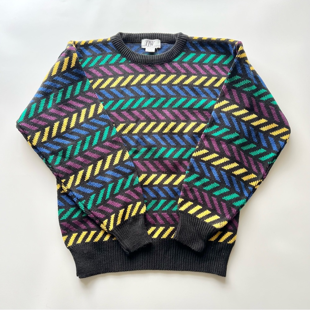 NWT Deadstock Vintage 80s TJW Mervyn's striped retro sweater medium